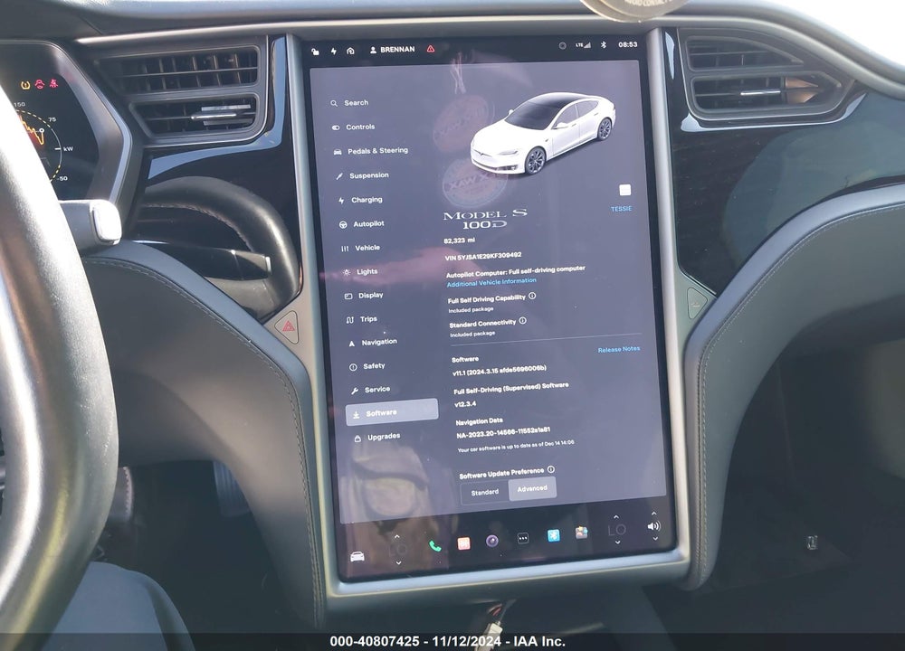 2019 TESLA MODEL S 100D/75D/LONG RANGE/STANDARD RANGE VIN: 5YJSA1E29KF309492