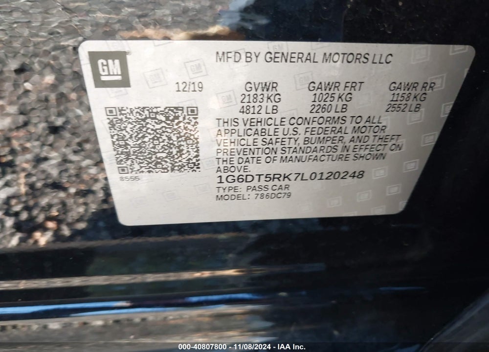 2020 CADILLAC CT5 PREMIUM LUXURY VIN: 1G6DT5RK7L0120248