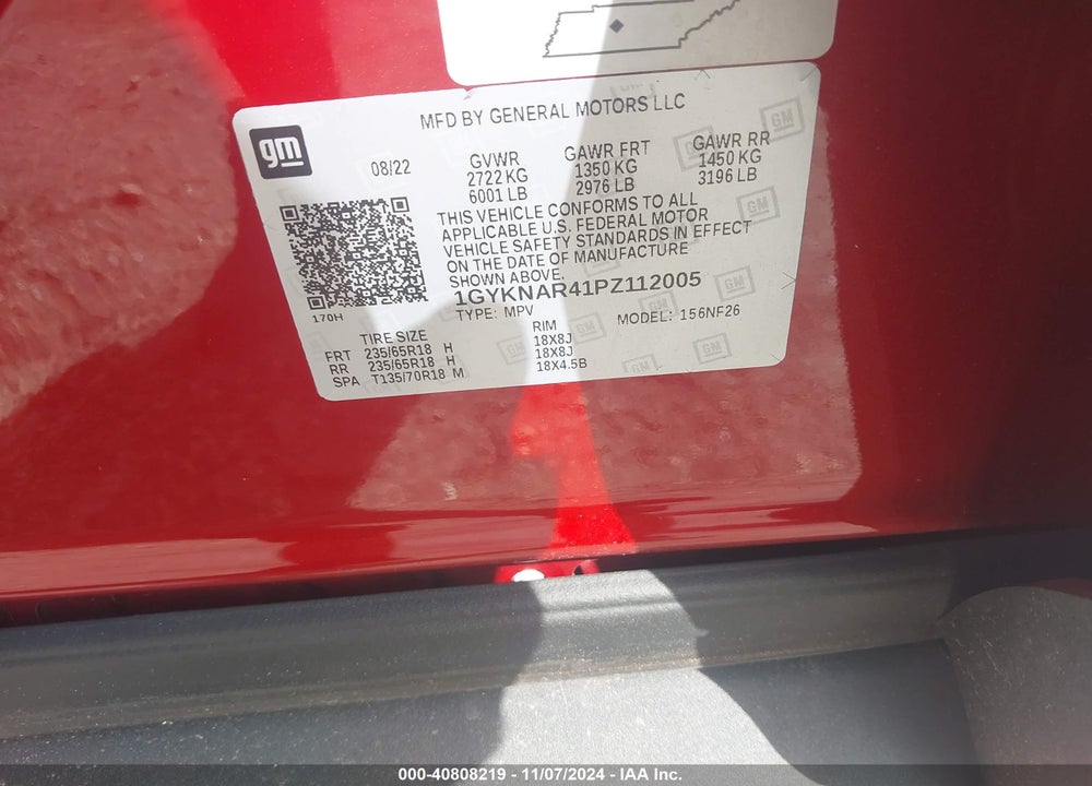 2023 CADILLAC XT5 FWD LUXURY VIN: 1GYKNAR41PZ112005