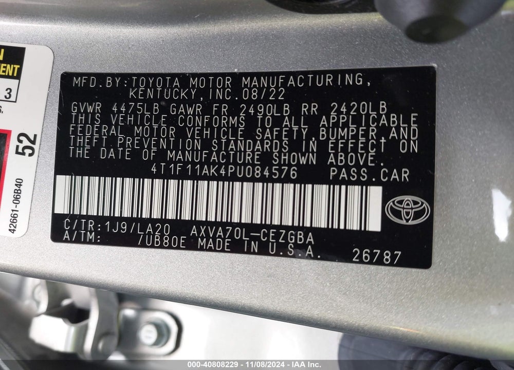 2023 TOYOTA CAMRY XLE VIN: 4T1F11AK4PU084576