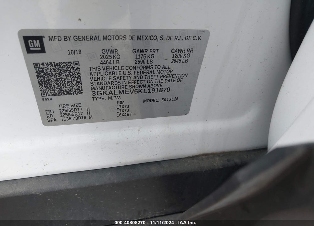 2019 GMC TERRAIN SLE VIN: 3GKALMEV5KL191870