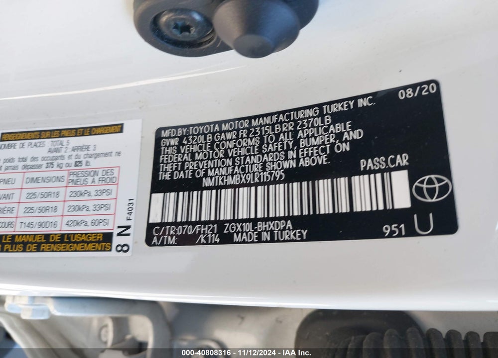 2020 TOYOTA C-HR LE VIN: NMTKHMBX9LR115795