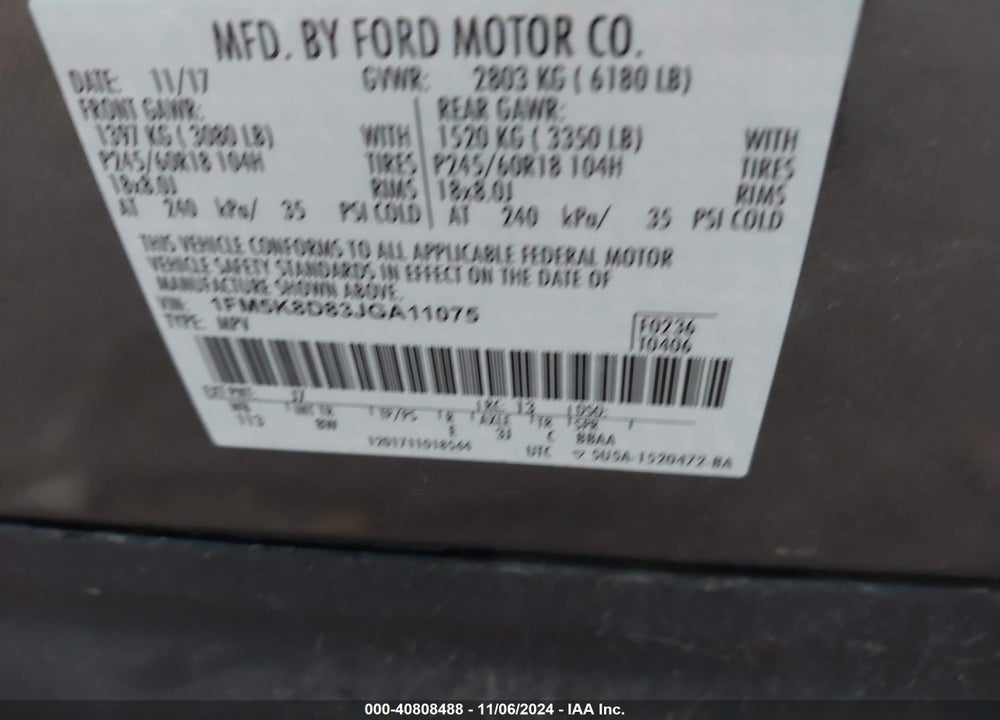 2018 FORD EXPLORER XLT VIN: 1FM5K8D83JGA11075