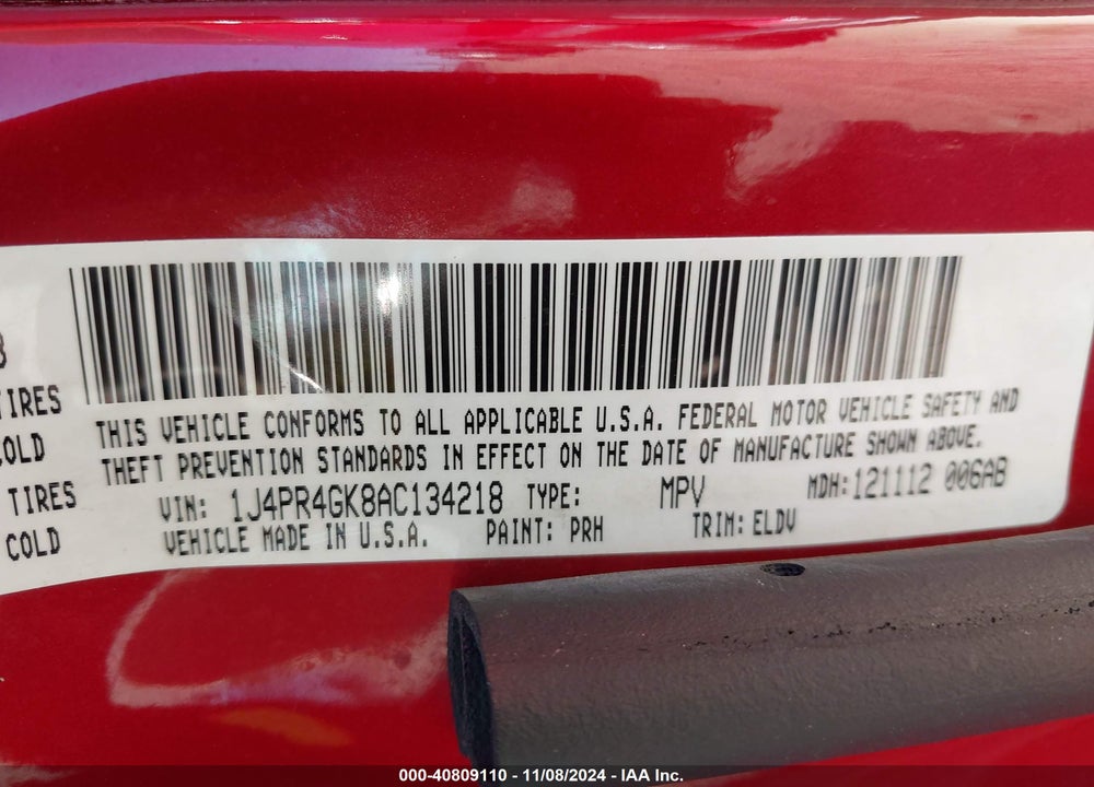 2010 JEEP GRAND CHEROKEE LAREDO VIN: 1J4PR4GK8AC134218