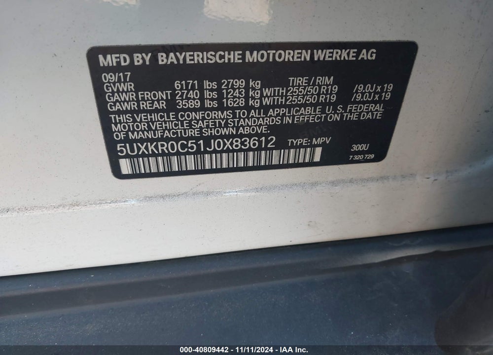 2018 BMW X5 XDRIVE35I VIN: 5UXKR0C51J0X83612