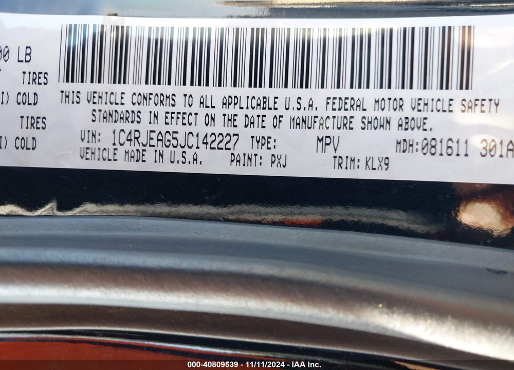 2018 JEEP GRAND CHEROKEE ALTITUDE 4X2 VIN: 1C4RJEAG5JC142227