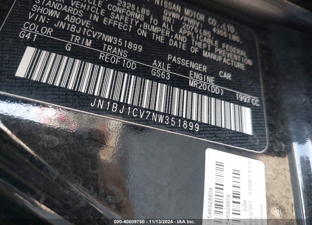 2022 NISSAN ROGUE SPORT VIN: JN1BJ1CV7NW351899