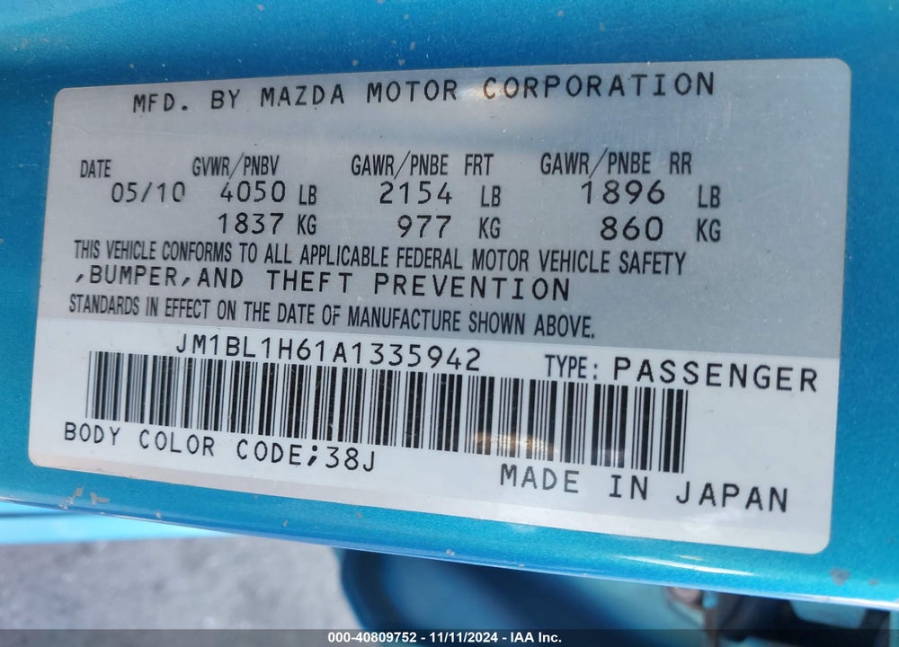 2010 MAZDA 3 S SPORT VIN: JM1BL1H61A1335942