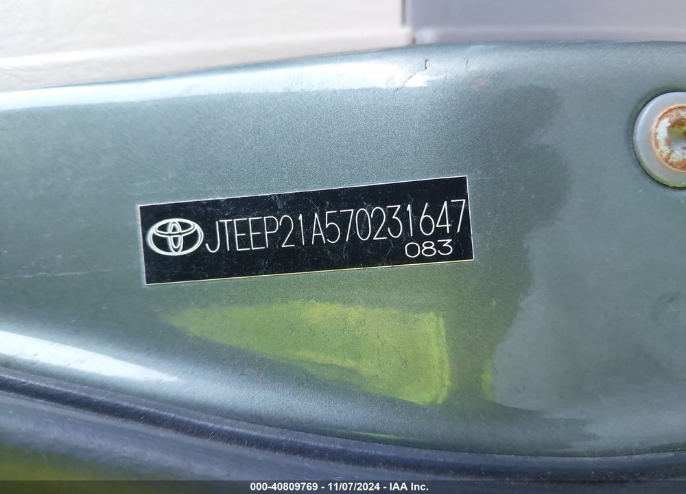 2007 TOYOTA HIGHLANDER V6 VIN: JTEEP21A570231647