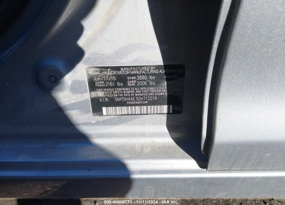 2016 HYUNDAI ELANTRA SE VIN: 5NPDH4AE3GH712219