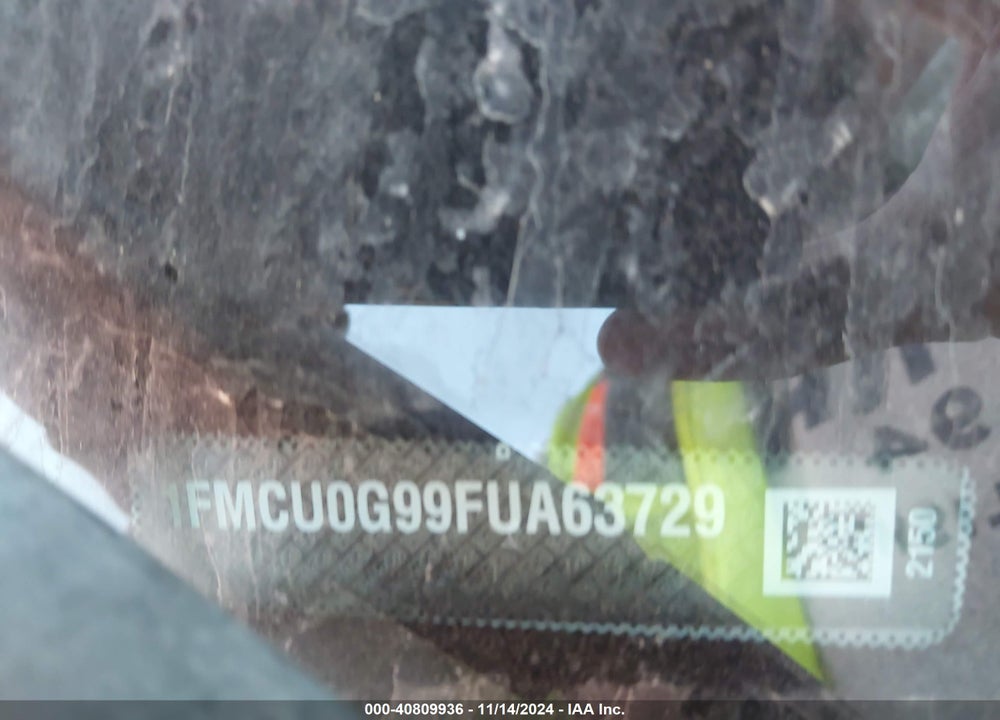 2015 FORD ESCAPE SE VIN: 1FMCU0G99FUA63729