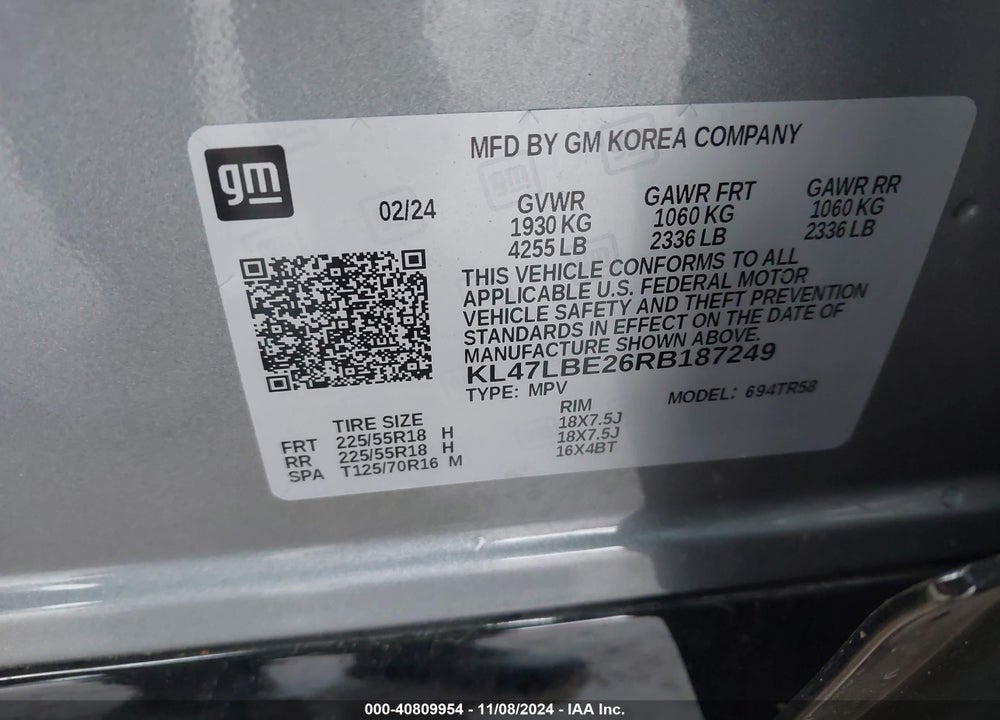 2024 BUICK ENVISTA SPORT TOURING FWD VIN: KL47LBE26RB187249