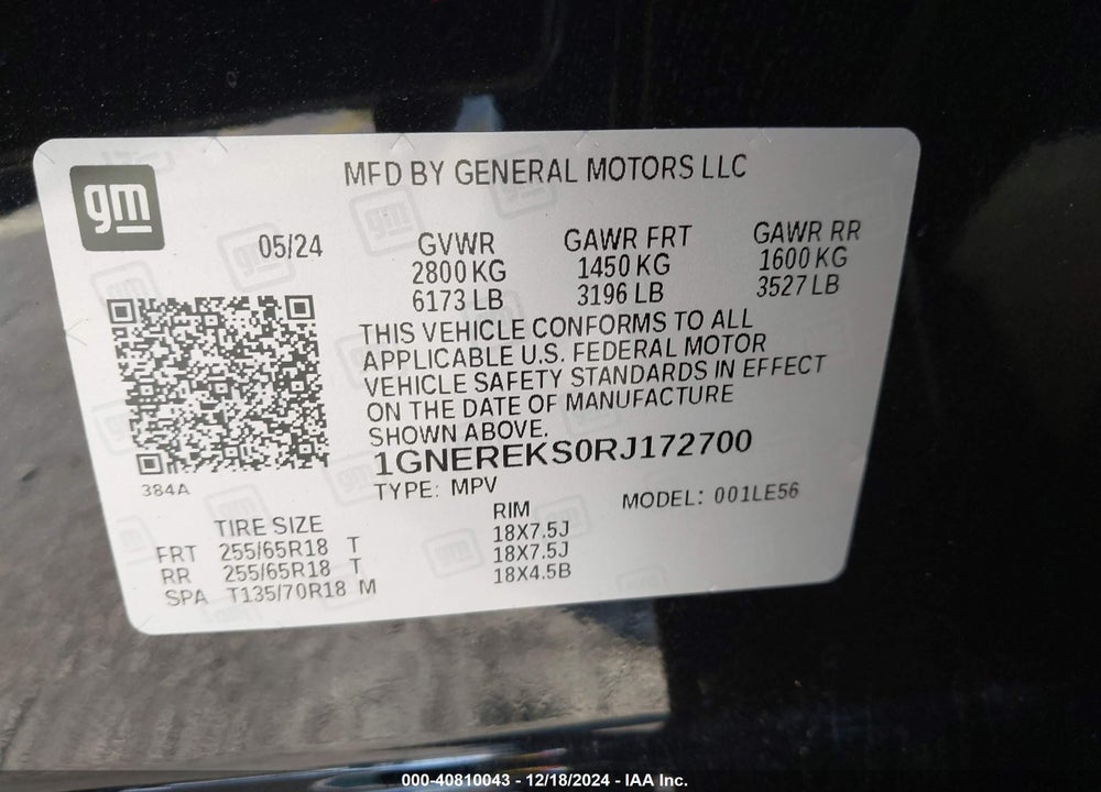 2024 CHEVROLET TRAVERSE FWD LS VIN: 1GNEREKS0RJ172700