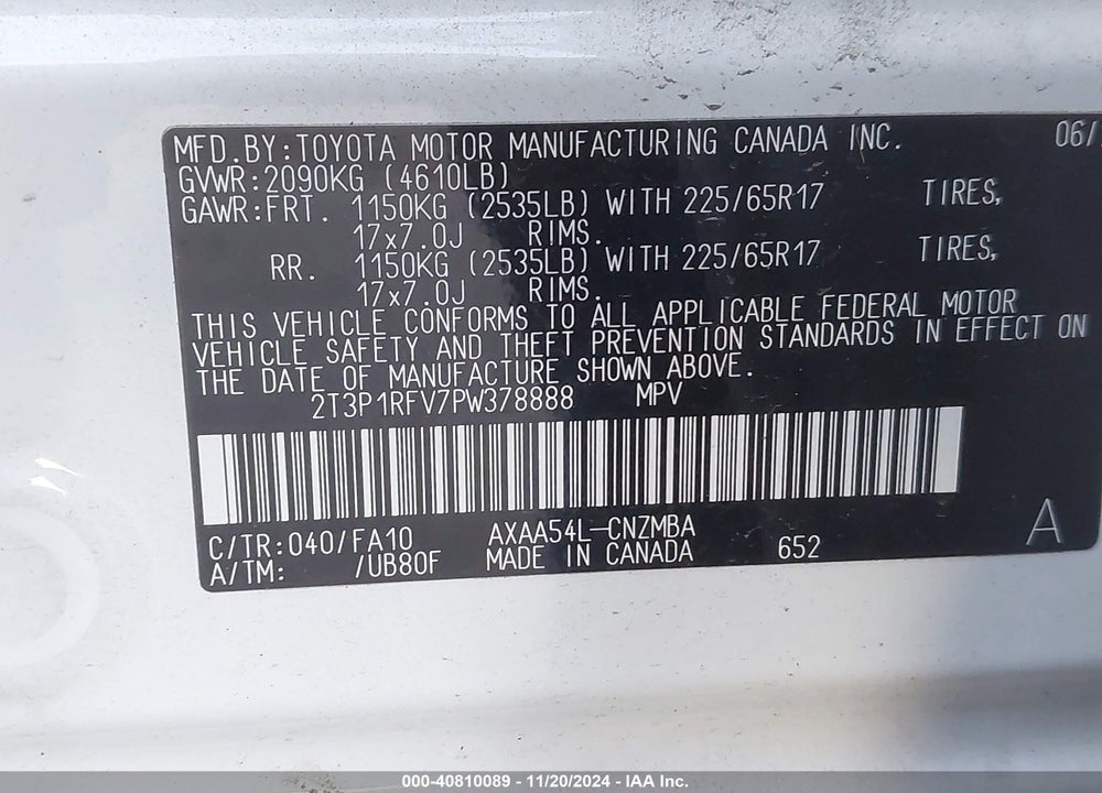2023 TOYOTA RAV4 XLE VIN: 2T3P1RFV7PW378888