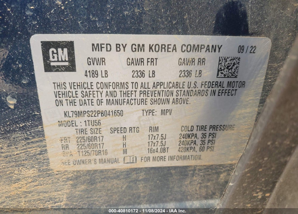 2023 CHEVROLET TRAILBLAZER VIN: KL79MPS22PB041650