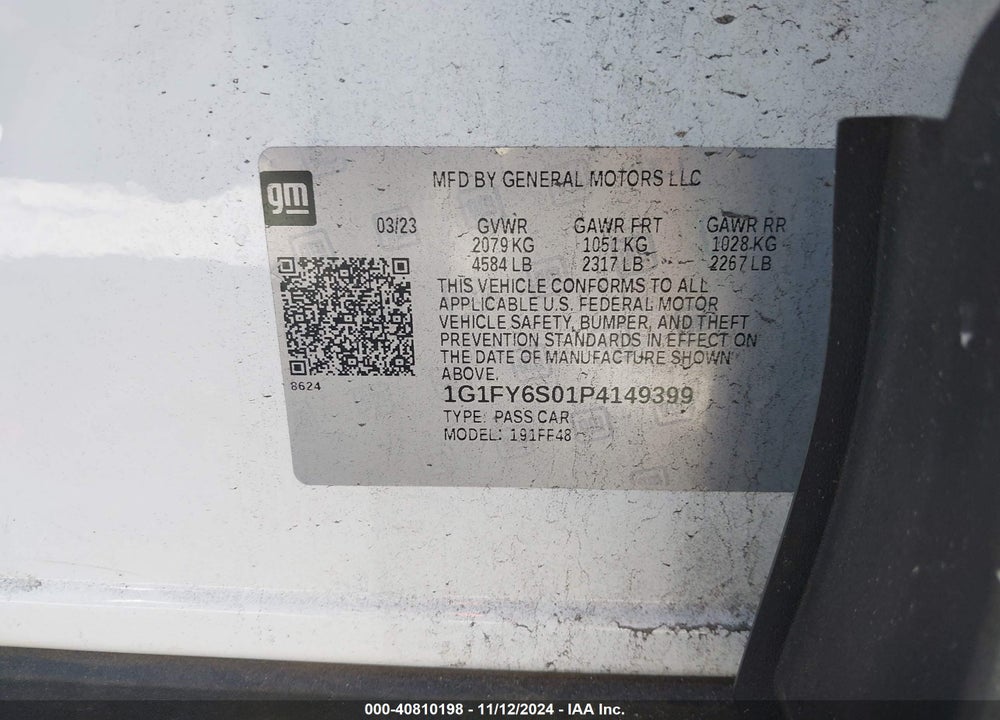 2023 CHEVROLET BOLT EUV VIN: 1G1FY6S01P4149399