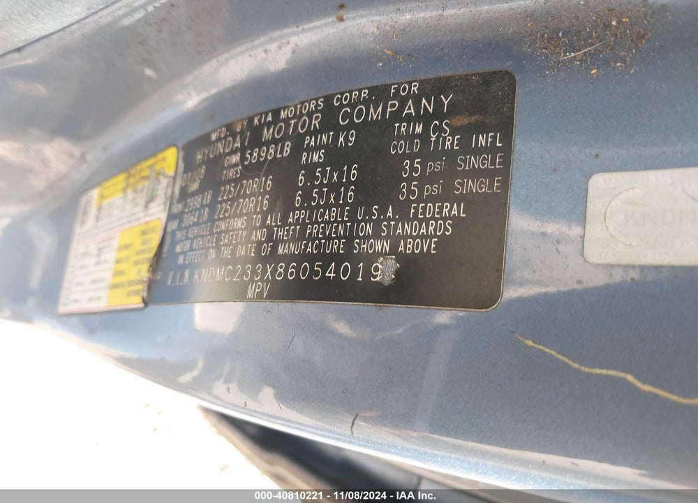 2008 HYUNDAI ENTOURAGE GLS/LIMITED VIN: KNDMC233X86054019