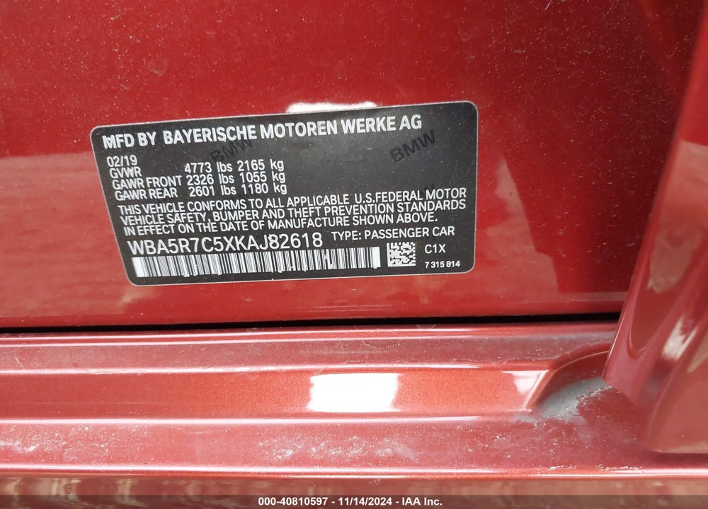 2019 BMW 330I XDRIVE VIN: WBA5R7C5XKAJ82618
