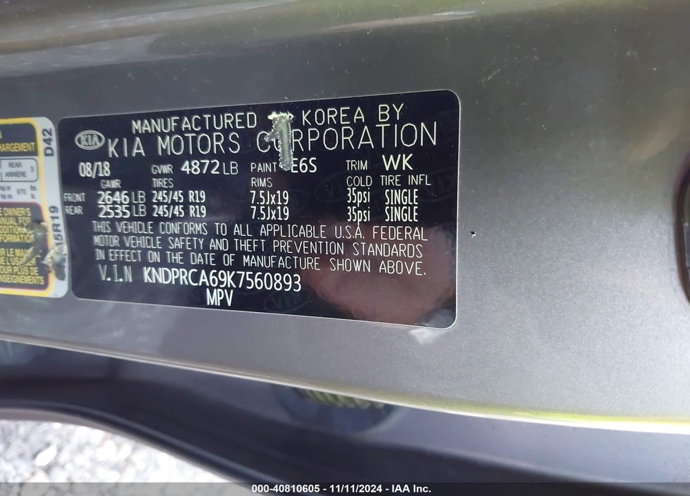 2019 KIA SPORTAGE SX TURBO VIN: KNDPRCA69K7560893