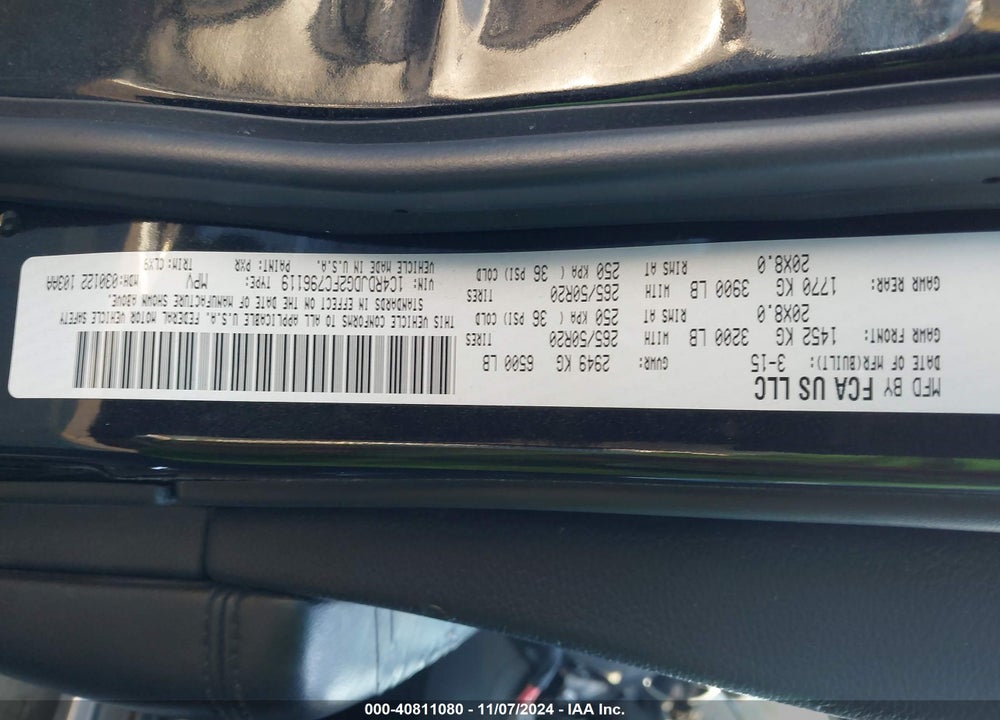 2015 DODGE DURANGO LIMITED VIN: 1C4RDJDG2FC796119