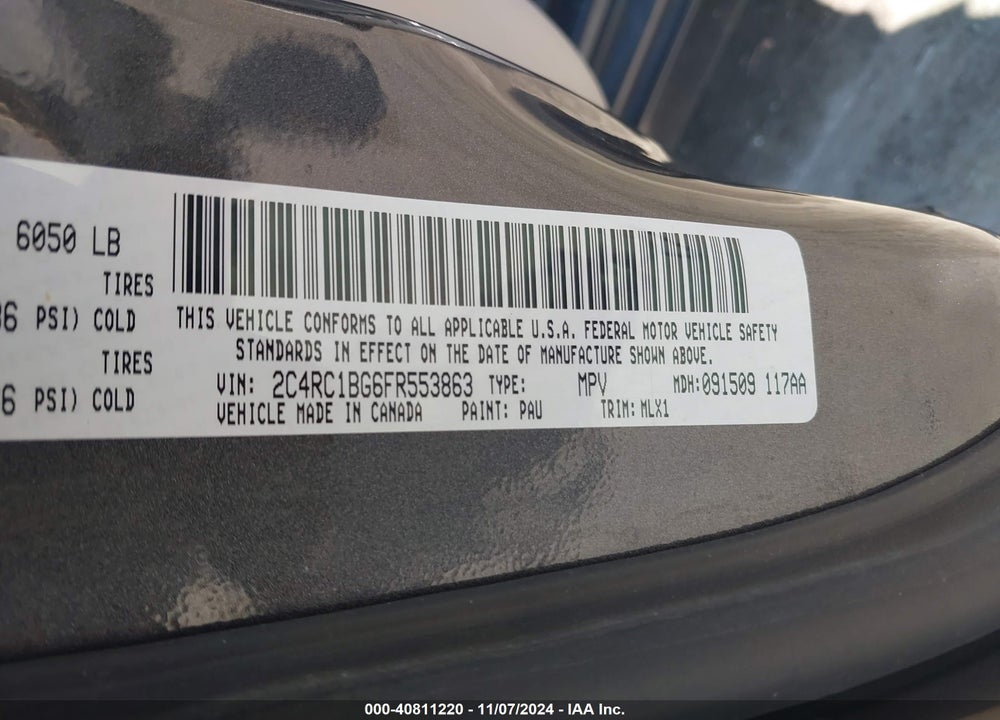 2015 CHRYSLER TOWN & COUNTRY TOURING VIN: 2C4RC1BG6FR553863