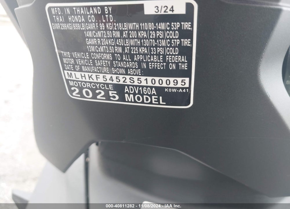 2025 HONDA ADV160 A VIN: MLHKF5452S5100095