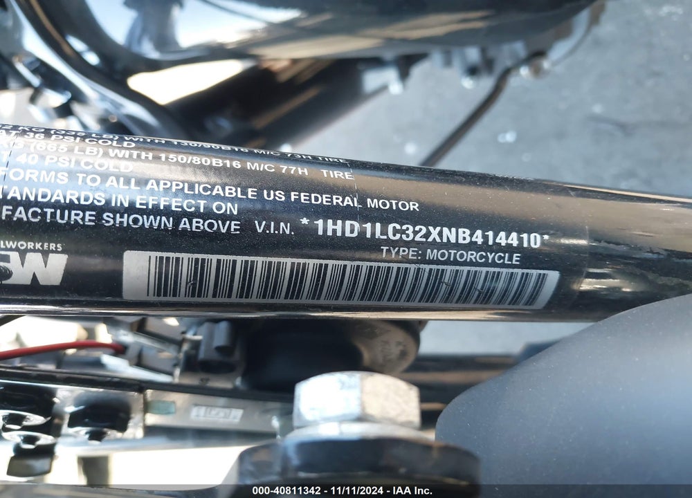 2022 HARLEY-DAVIDSON XL1200 X VIN: 1HD1LC32XNB414410