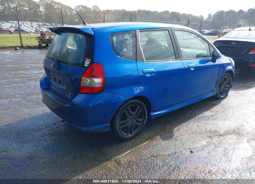 2007 HONDA FIT SPORT VIN: JHMGD386X7S053900