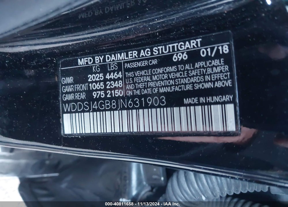 2018 MERCEDES-BENZ CLA 250 4MATIC VIN: WDDSJ4GB8JN631903