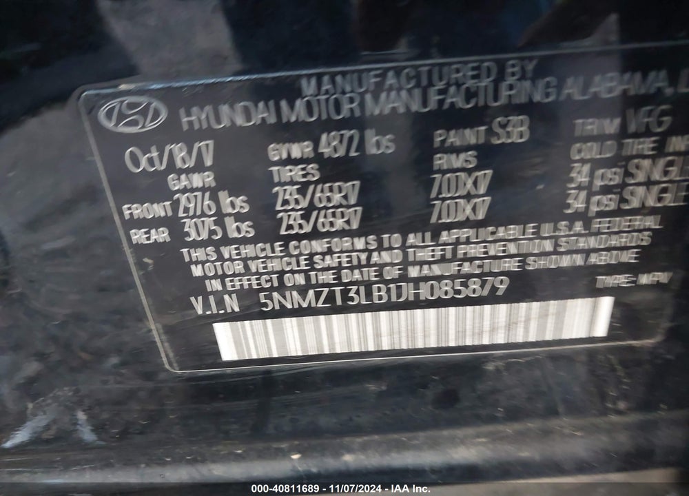 2018 HYUNDAI SANTA FE SPORT 2.4L VIN: 5NMZT3LB1JH085879