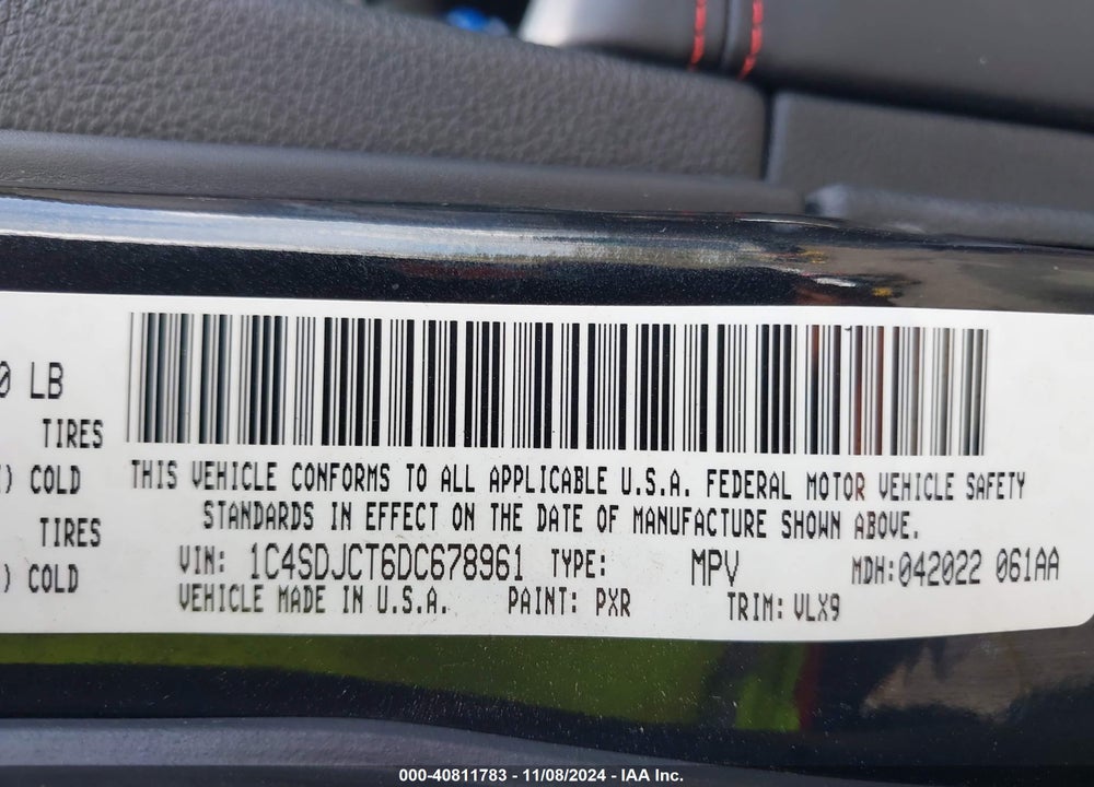 2013 DODGE DURANGO R/T VIN: 1C4SDJCT6DC678961