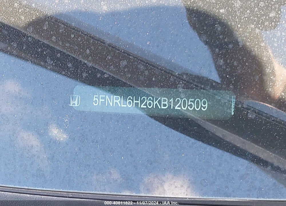 2019 HONDA ODYSSEY LX VIN: 5FNRL6H26KB120509
