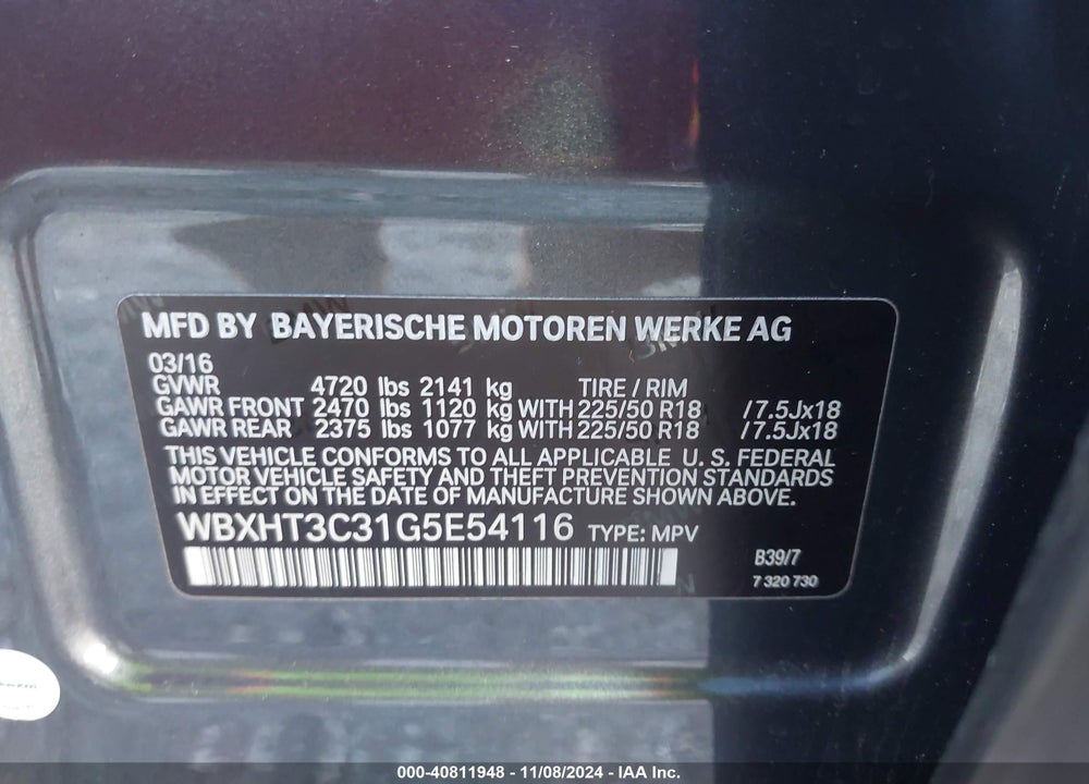 2016 BMW X1 XDRIVE28I VIN: WBXHT3C31G5E54116