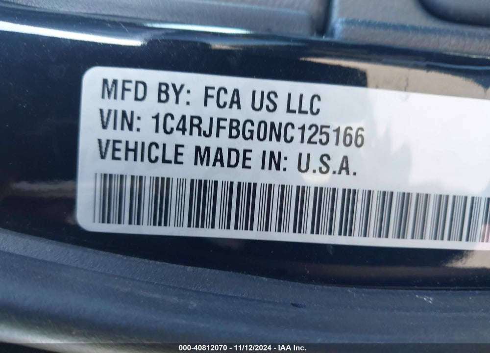2022 JEEP GRAND CHEROKEE WK LIMITED 4X4 VIN: 1C4RJFBG0NC125166