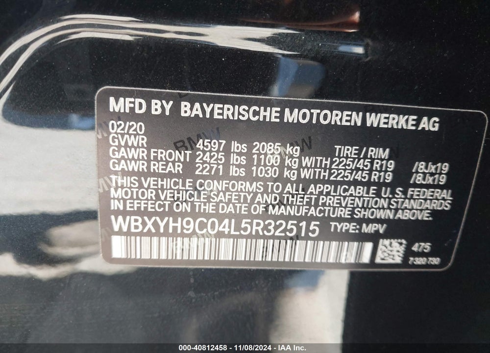 2020 BMW X2 SDRIVE28I VIN: WBXYH9C04L5R32515
