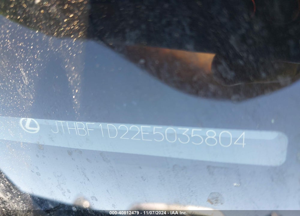 2014 LEXUS IS 250 VIN: JTHBF1D22E5035804