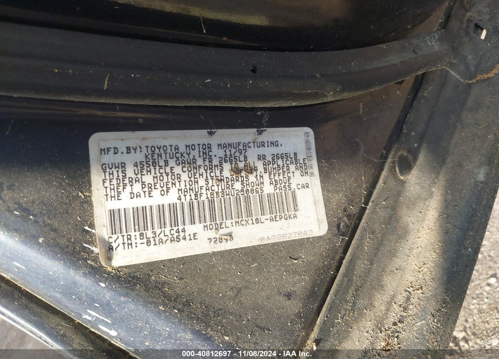 1998 TOYOTA AVALON XLS VIN: 4T1BF18B3WU230065