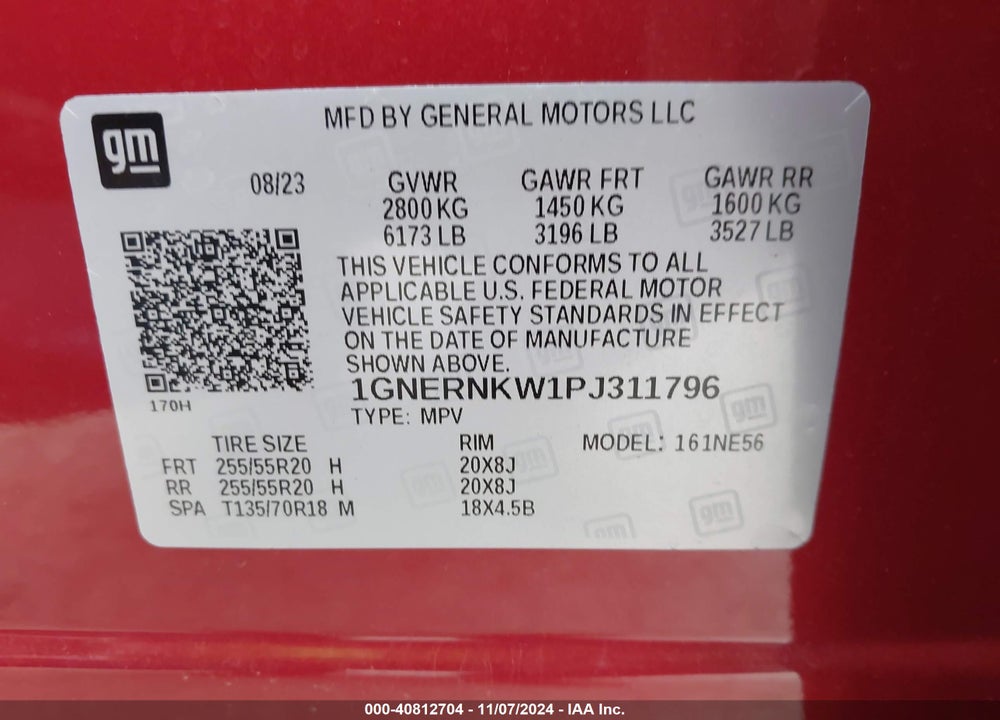 2023 CHEVROLET TRAVERSE FWD HIGH COUNTRY VIN: 1GNERNKW1PJ311796