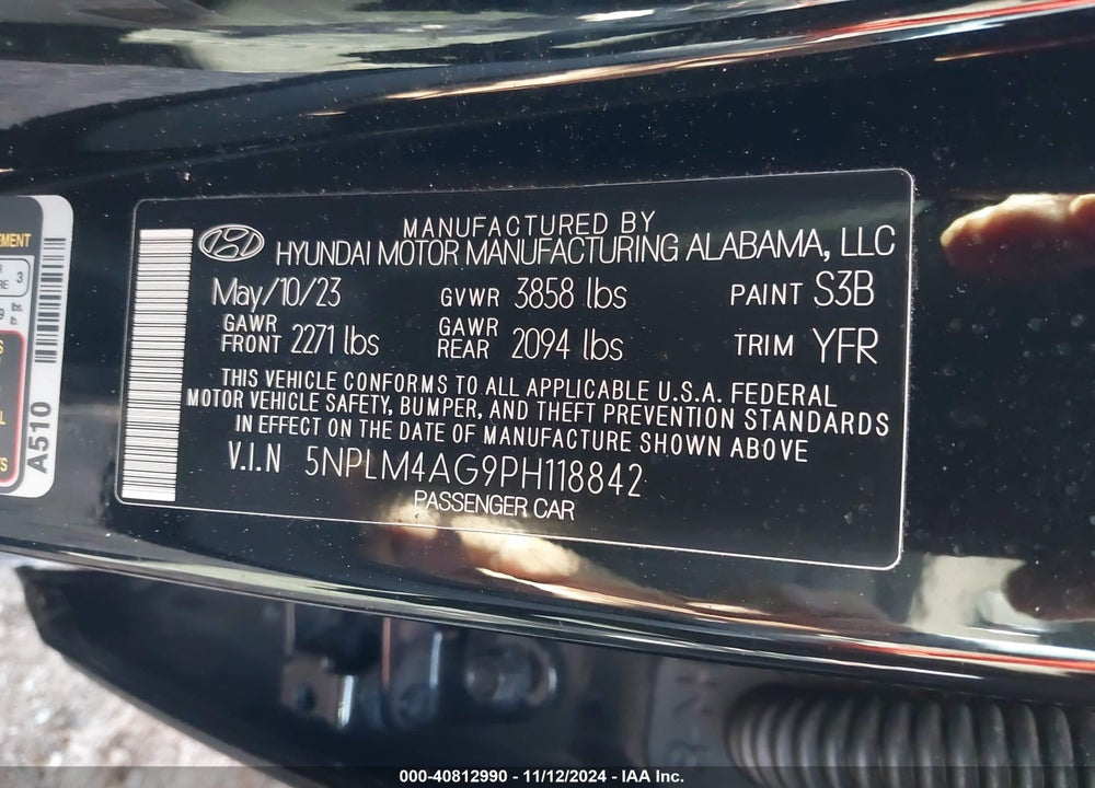 2023 HYUNDAI ELANTRA SEL VIN: 5NPLM4AG9PH118842