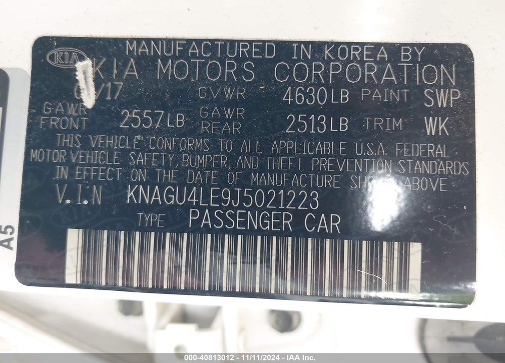 2018 KIA OPTIMA HYBRID EX VIN: KNAGU4LE9J5021223