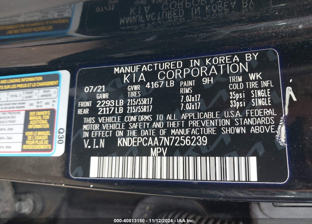2022 KIA SELTOS LX VIN: KNDEPCAA7N7256239