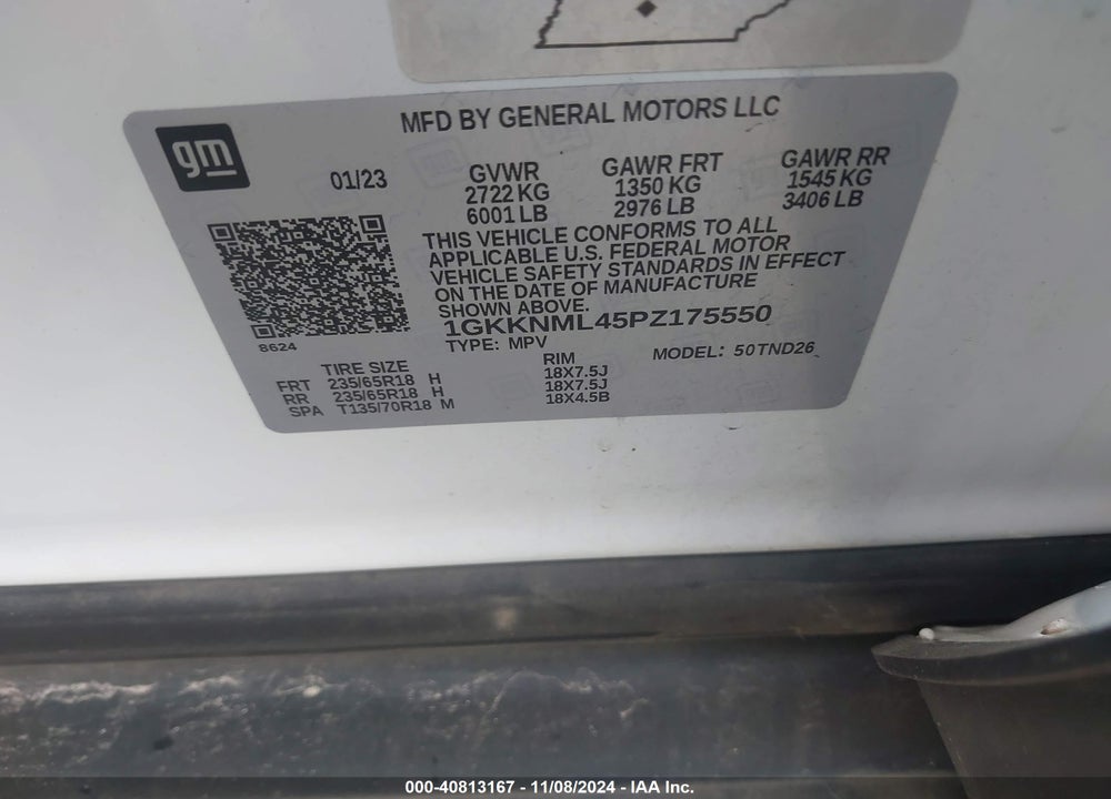 2023 GMC ACADIA FWD SLT VIN: 1GKKNML45PZ175550