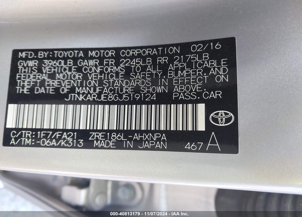 2016 SCION IM VIN: JTNKARJE8GJ519124