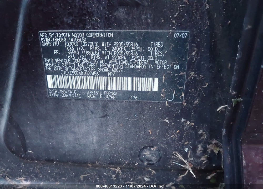 2008 SCION XB VIN: JTLKE50E481027456