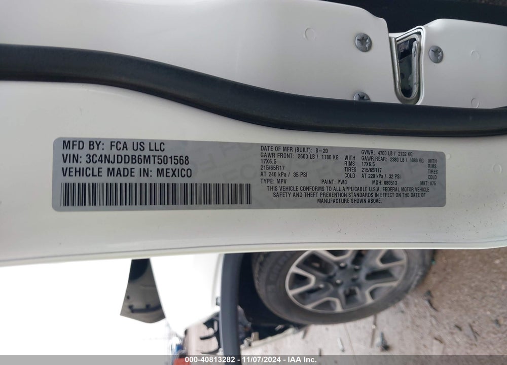 2021 JEEP COMPASS TRAILHAWK 4X4 VIN: 3C4NJDDB6MT501568