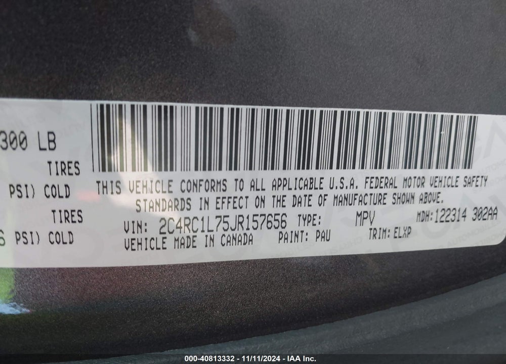 2018 CHRYSLER PACIFICA HYBRID TOURING L VIN: 2C4RC1L75JR157656