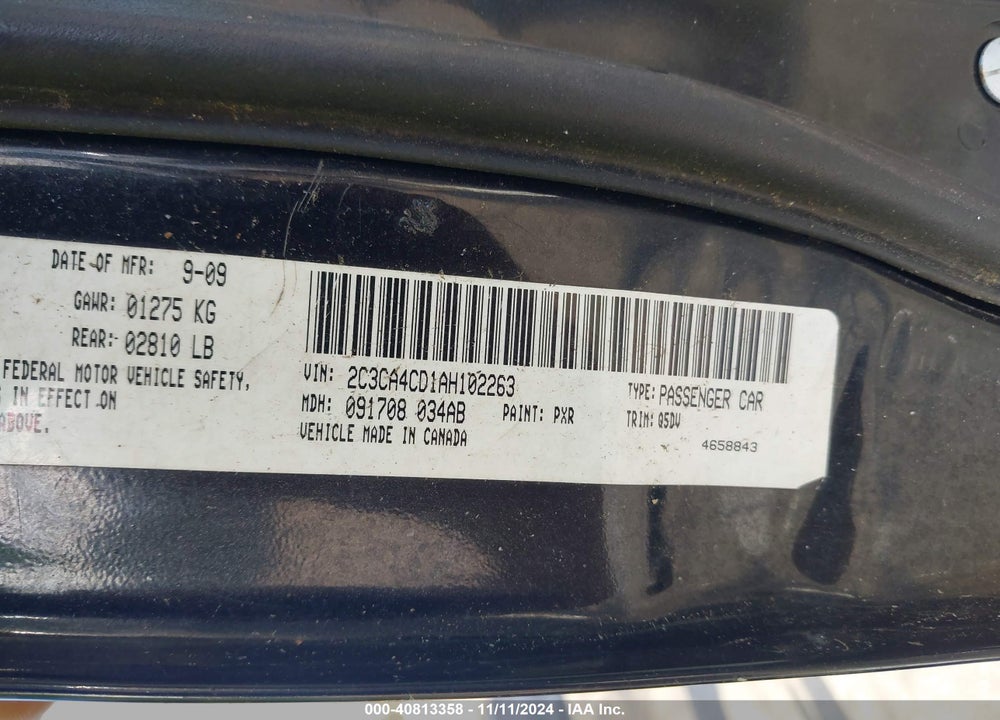 2010 CHRYSLER 300 TOURING VIN: 2C3CA4CD1AH102263