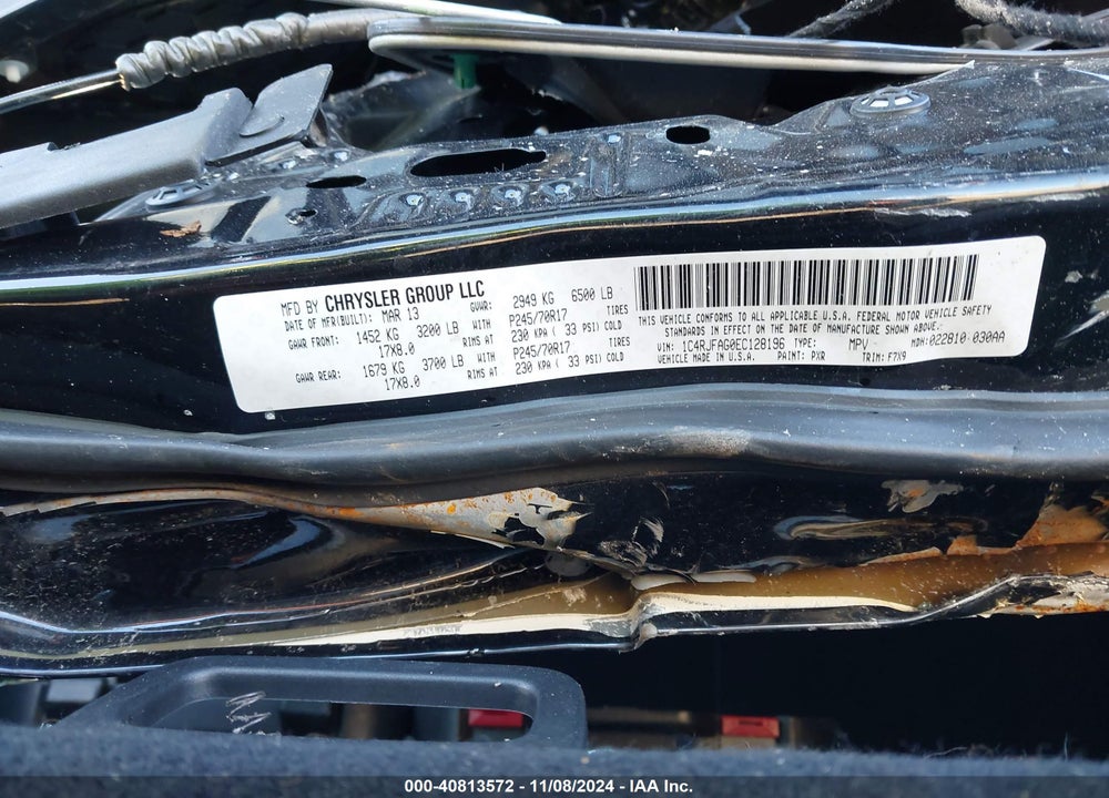 2014 JEEP GRAND CHEROKEE LAREDO VIN: 1C4RJFAG0EC128196