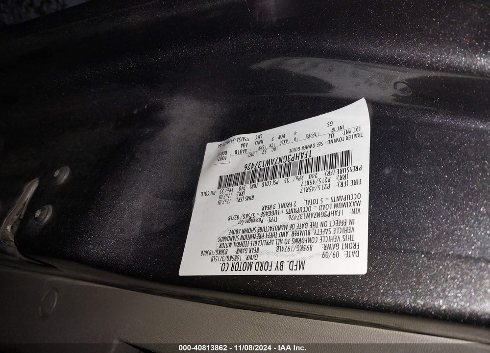 2010 FORD FOCUS SES VIN: 1FAHP3GN7AW137426