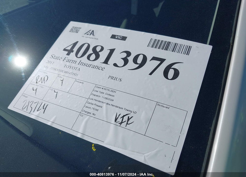 2011 TOYOTA PRIUS TWO VIN: JTDKN3DU4B1472921